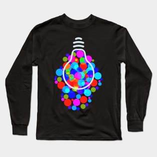 Colorful Light Bulb with Vibrant Baubles Long Sleeve T-Shirt